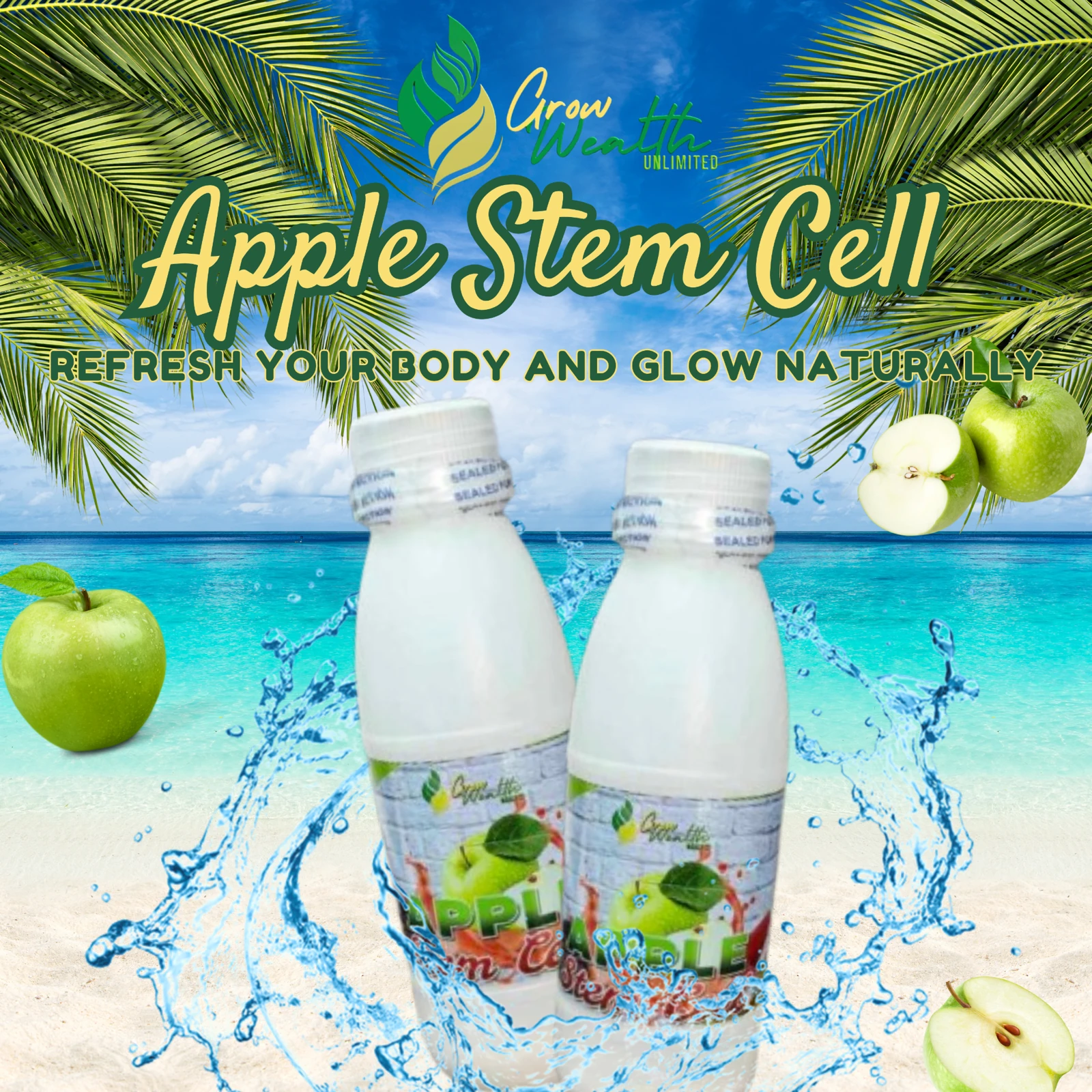 Grow Wealth Unlimited Apple Stem Cell social media graphic