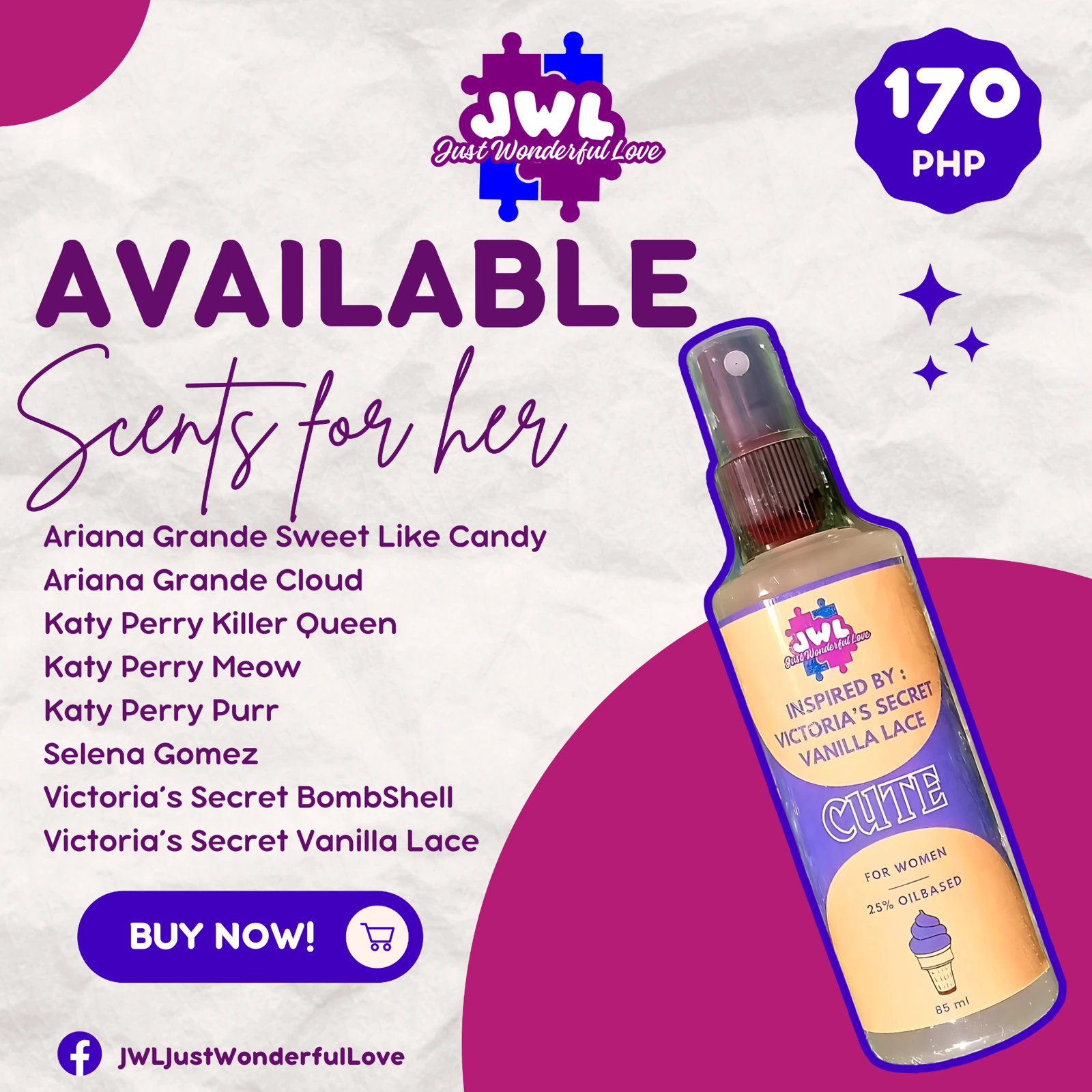 JWL Just Wonderful Love Scents for her portfolio sample